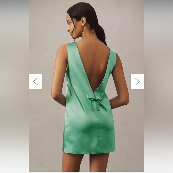 BHLDN Zara Square-Neck Bow Satin Mini Dress - Picture 2 of 2